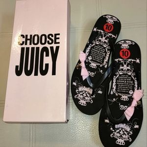 NEW, never worn, Juicy Couture flip flops, brown & pink